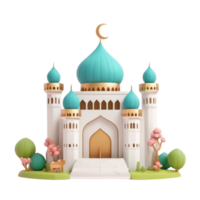 AI generated a 3d mosque with cloud on isolated transparent background png, generated with AI png