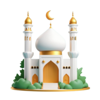 AI generated a 3d mosque with cloud on isolated transparent background png, generated with AI png