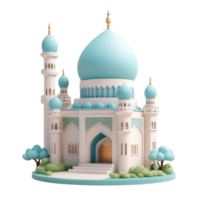 AI generated a 3d mosque with cloud on isolated transparent background png, generated with AI png