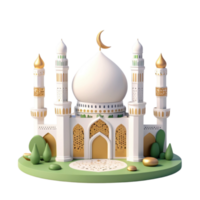 AI generated a 3d mosque with cloud on isolated transparent background png, generated with AI png