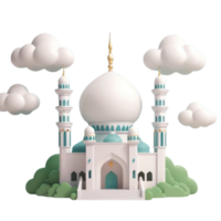 ai généré une 3d mosquée avec nuage sur isolé transparent Contexte png, généré avec ai png