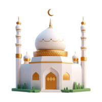 AI generated a 3d mosque with cloud on isolated transparent background png, generated with AI png