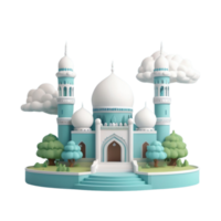 AI generated a 3d mosque with cloud on isolated transparent background png, generated with AI png