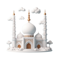 AI generated a 3d mosque with cloud on isolated transparent background png, generated with AI png