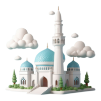 AI generated a 3d mosque with cloud on isolated transparent background png, generated with AI png