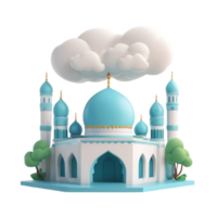 AI generated a 3d mosque with cloud on isolated transparent background png, generated with AI png