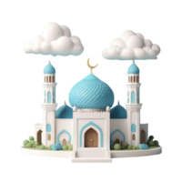 AI generated a 3d mosque with cloud on isolated transparent background png, generated with AI png