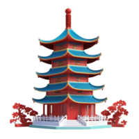 ai gegenereerd 3d geven van pagode voor Chinese nieuw jaar Aan geïsoleerd transparant achtergrond png, gegenereerd met ai png
