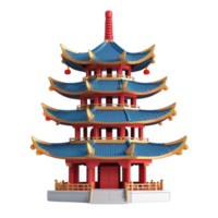 AI generated 3d render of pagoda for chinese new year on isolated transparent background png, generated with AI png