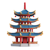 ai généré 3d rendre de pagode pour chinois Nouveau année sur isolé transparent Contexte png, généré avec ai png