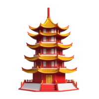 ai gerado 3d render do pagode para chinês Novo ano em isolado transparente fundo png, gerado com ai png