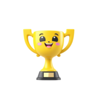 ai generato 3d rendere trofeo tazza vincitore successo campione icona su isolato trasparente sfondo png, generato con ai png