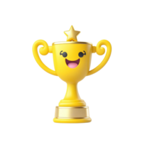 AI generated 3d render trophy cup winner success champion icon on isolated transparent background png, generated with AI png