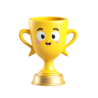 AI generated 3d render trophy cup winner success champion icon on isolated transparent background png, generated with AI png