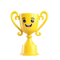 AI generated 3d render trophy cup winner success champion icon on isolated transparent background png, generated with AI png