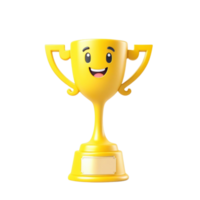 AI generated 3d render trophy cup winner success champion icon on isolated transparent background png, generated with AI png