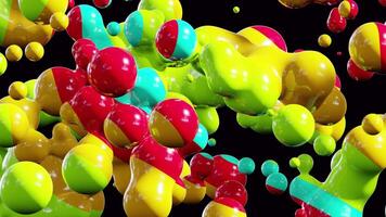 Vibrant colorful abstract bubbles rising over an isolated alpha background. 3D render animation. video