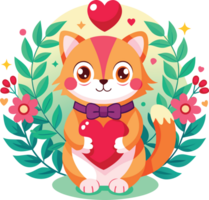 cute cat on valentine's day png