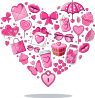 cuore fatto di rosa scarabocchio elementi per San Valentino giorno. piatto design elemento. minimo cartone animato illustrazione per design ragnatela bandiera e saluto carta png