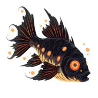 AI generated Spooky Fish art illustrations for stickers, tshirt design, poster etc png