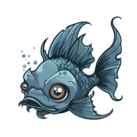 AI generated Spooky Fish art illustrations for stickers, tshirt design, poster etc png