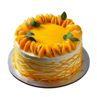 AI generated Mango cake isolated on png background