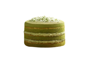 AI generated Matcha green tea cake isolated on png background