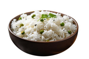 AI generated Cooked white rice isolated on png background