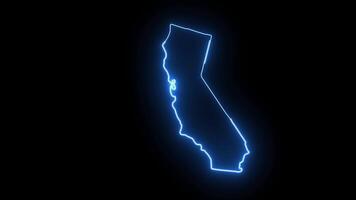 California state map animation with glowing neon effect video