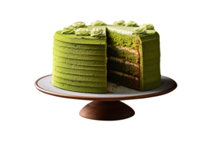 AI generated Matcha green tea cake isolated on png background