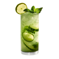 AI generated Cucumber and mint drink isolated on png background