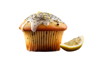 AI generated Lemon Poppy seed muffin isolated on png background