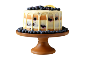 AI generated Lemon Blueberry cake isolated on png background