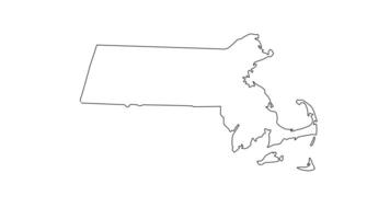 animado bosquejo de un mapa de el estado de Massachusetts video
