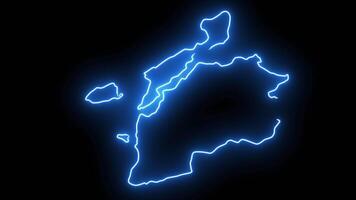 Animated map of Canakkale in Turkey with a glowing neon effect video