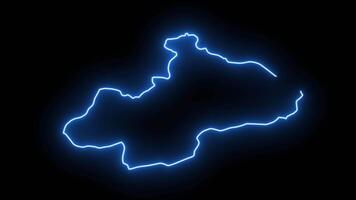 Animated map of Tokat in Turkey with a glowing neon effect video