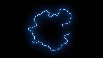 Animated map of Erzurum in Turkey with a glowing neon effect video