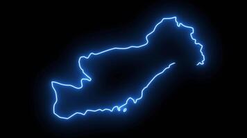 Animated map of Mersin in Turkey with a glowing neon effect video