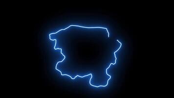 Animated map of Kastamonu in Turkey with a glowing neon effect video