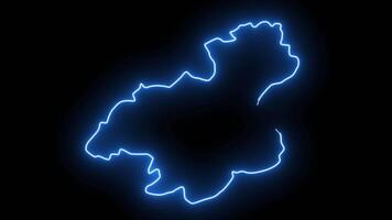 Animated map of Karabuk in Turkey with a glowing neon effect video