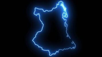 Animated map of Tuy Hoa in Vietnam with glowing neon effect video