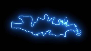 Animated map of Manisa in Turkey with a glowing neon effect video