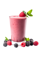 AI generated Strawberry and berry smoothie isolated on png background