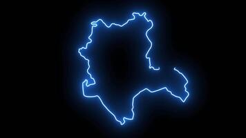 Animated map of Konya in Turkey with a glowing neon effect video