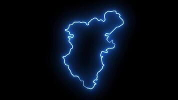 Animated map of Denizli in Turkey with a glowing neon effect video
