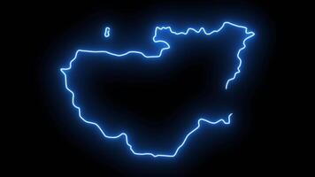 Animated map of Bursa in Turkey with a glowing neon effect video