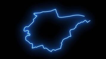 Animated map of Duzce in the country of Turkey with a glowing neon effect video