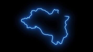 Animated map of Ordu in Turkey with a glowing neon effect video