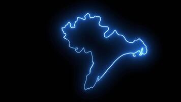 Animated Nam Dinh map of Vietnam with glowing neon effect video