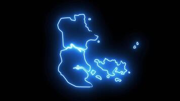 Animated map of Nha Trang in Vietnam with glowing neon effect video